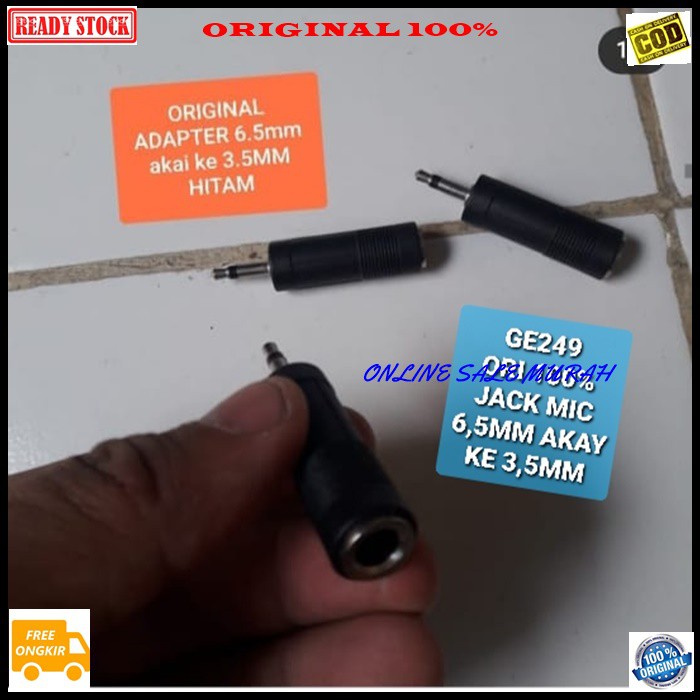 G249 jack 3,5mm cowo jek akai akay 6,5 mm cewe mic adapter mik konektor microphone sambungan splitter audio sound extension penyambung suara headset headphone converter female male canon aux dvd ampli stereo original male female  JACK 6,5MM CEWE DAN 3,5MM