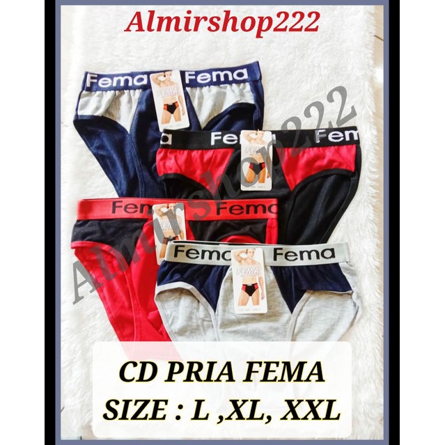 Lusinan 12 pcs Celana Dalam Pria Dewasa Chuan Keao/Lusinan CD Cowok Fema/Sempak Pria segitiga/Celana Dalam Cowok ORI Fema Chuan Keao