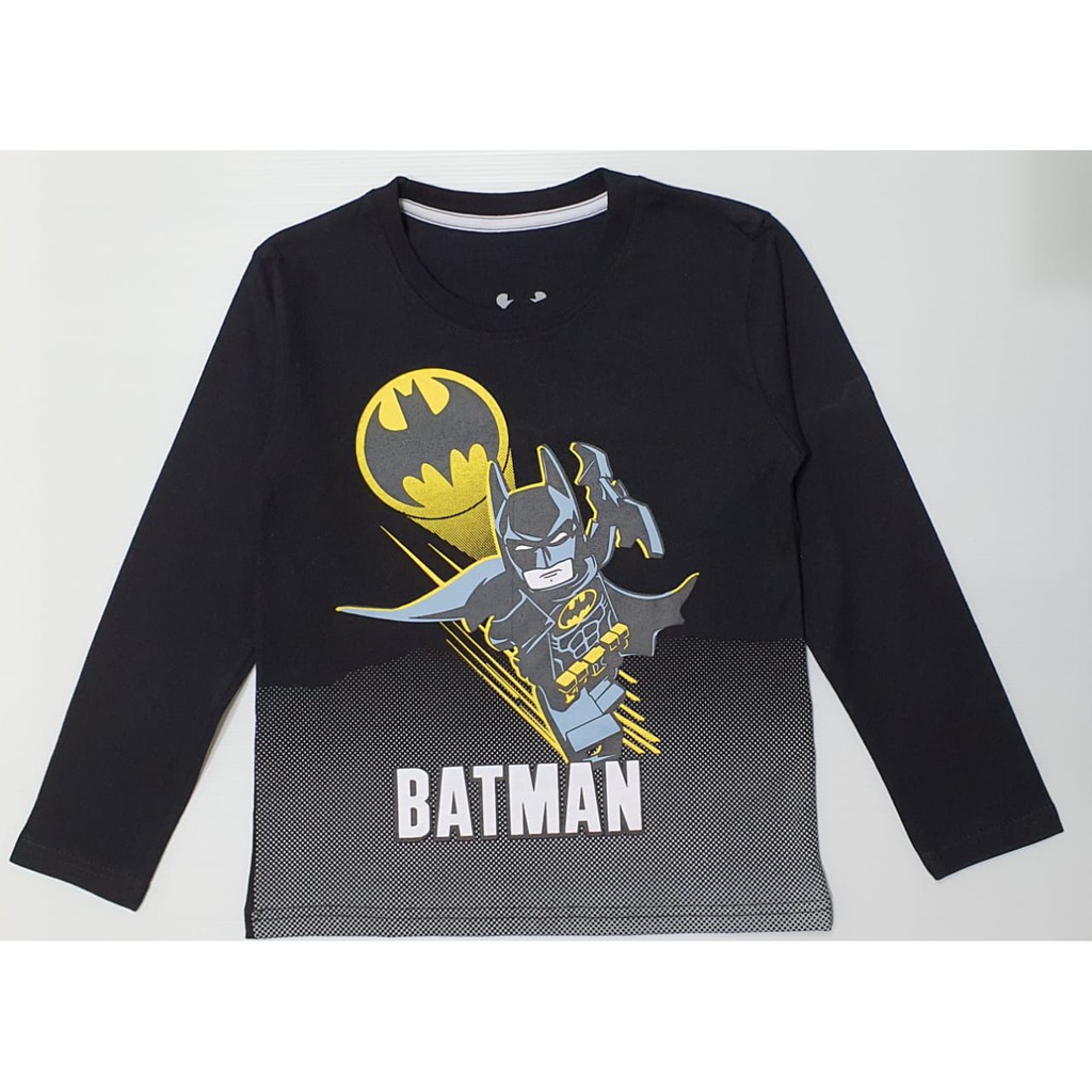 RKA - KLGCo Kaos Lengan Panjang Anak Karakter Batman Lego Hitam