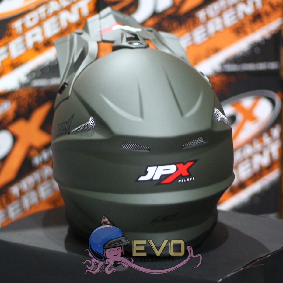 HELM JPX CROSS_SOLID - ARMY GREEN DOFF / BLACK + GOOGLE SNAIL (ONGKIR 2 KG) HELM JPX FOX1 PAKET GANTENG JPX ARMY DOFF JPX PAKET GOOGLE SNAIL HELM JPX TERBARU