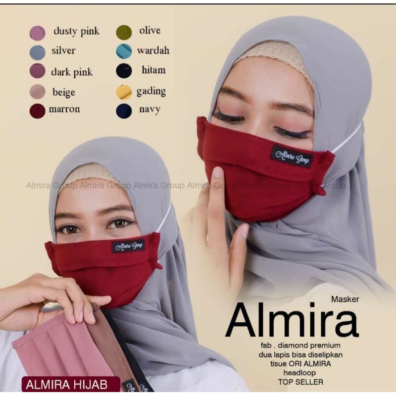 Masker Serut lembut nyaman dan Keren Masker Kain merk Simple Hijab dan Almira Grup