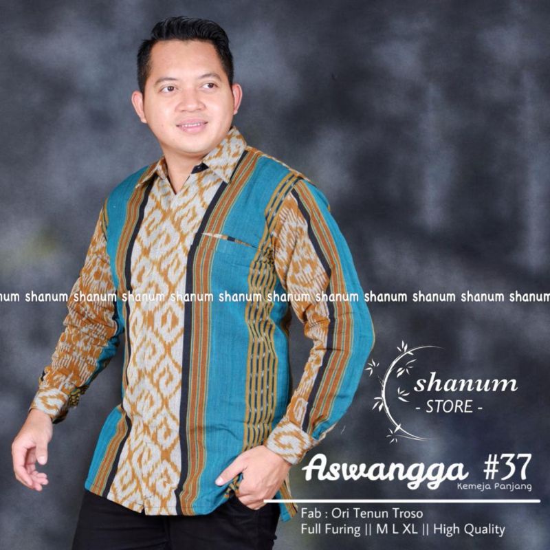 KEmeja batik TENUN lengan panjang BATIK ORI NARESWARI ASWANGGA batik ORI TENUN TROSO LPS TRICOT