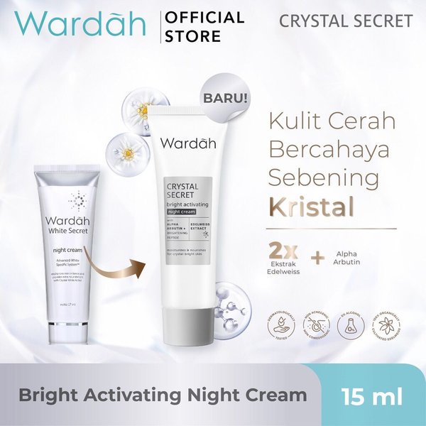 Wardah Crystal Secret Day Cream/Night Cream 17ml/Krim Pemnutih Wajah/Pelembab Wajah Wardah