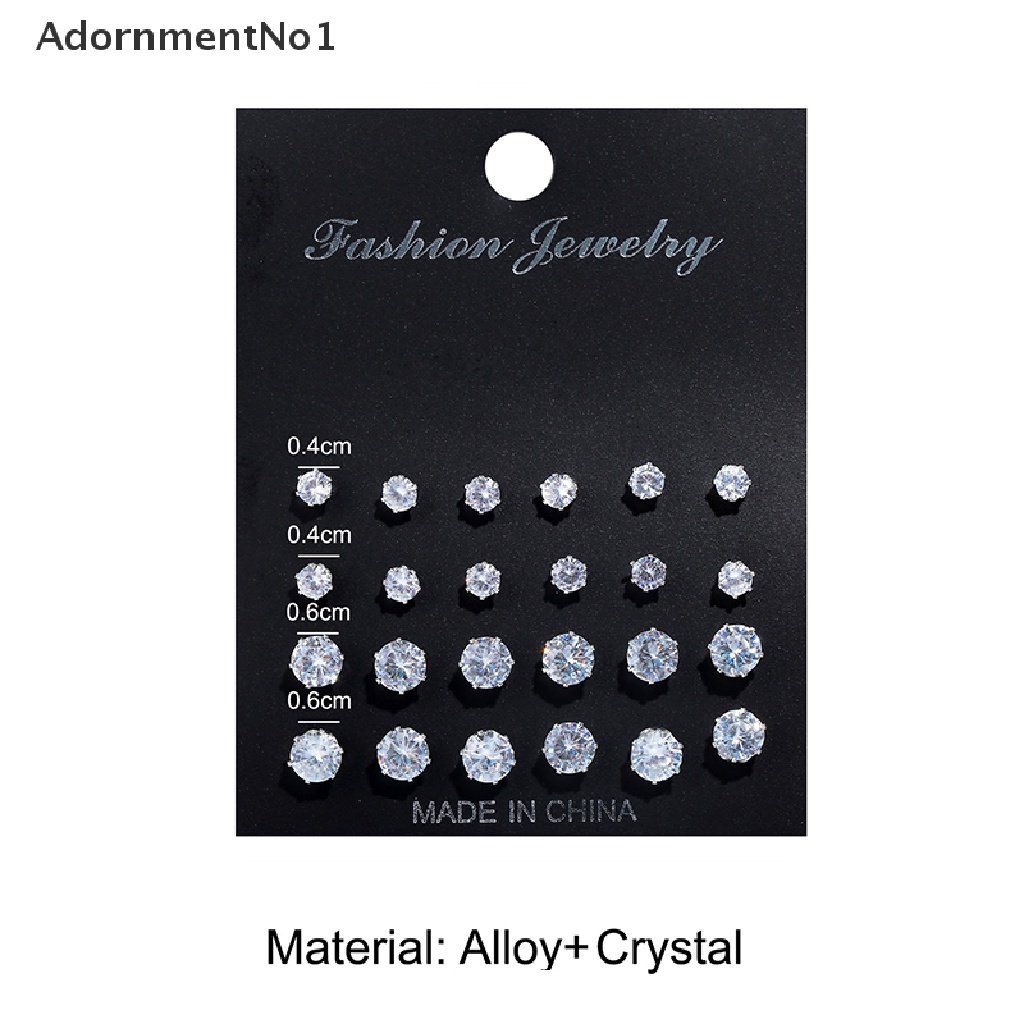 (AdornmentNo1) 12 Pasang / Set Anting Tusuk Kristal Berkilau Untuk Wanita