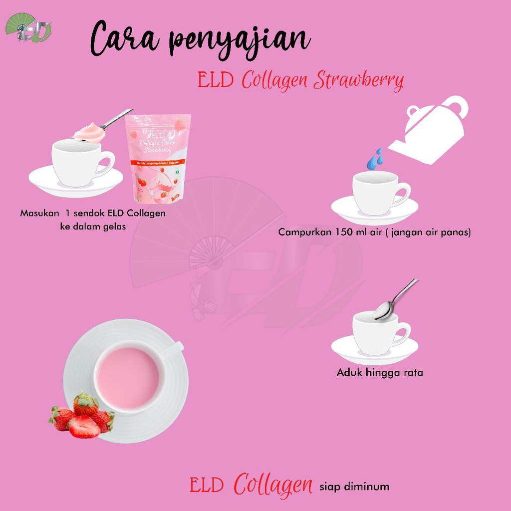 ELD Collagen Drink Strawberry / Supplemen Perawatan Kecantikan Minuman Diet Detoks Pelangsing dan Pemutih Kulit Tubuh