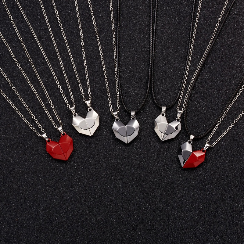 Fancyqube 2pcs Kalung Liontin Hati Magnetik Untuk Wanita