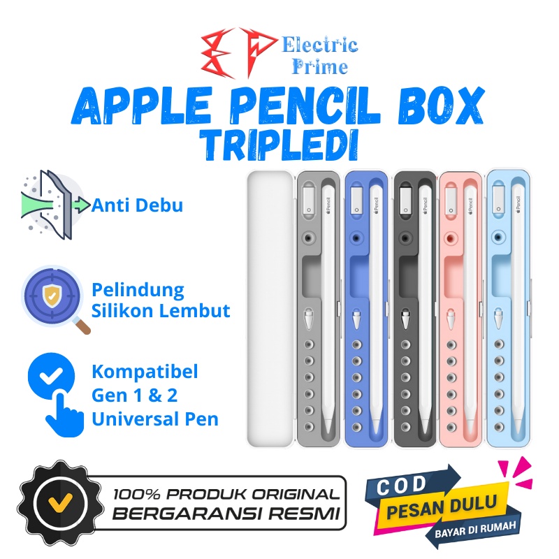 Apple Pencil Gen 1 2 Box TRIPLEDI Soft Silicone Storage Accessories Kotak Stylus Penyimpan Pensil Universal Cover