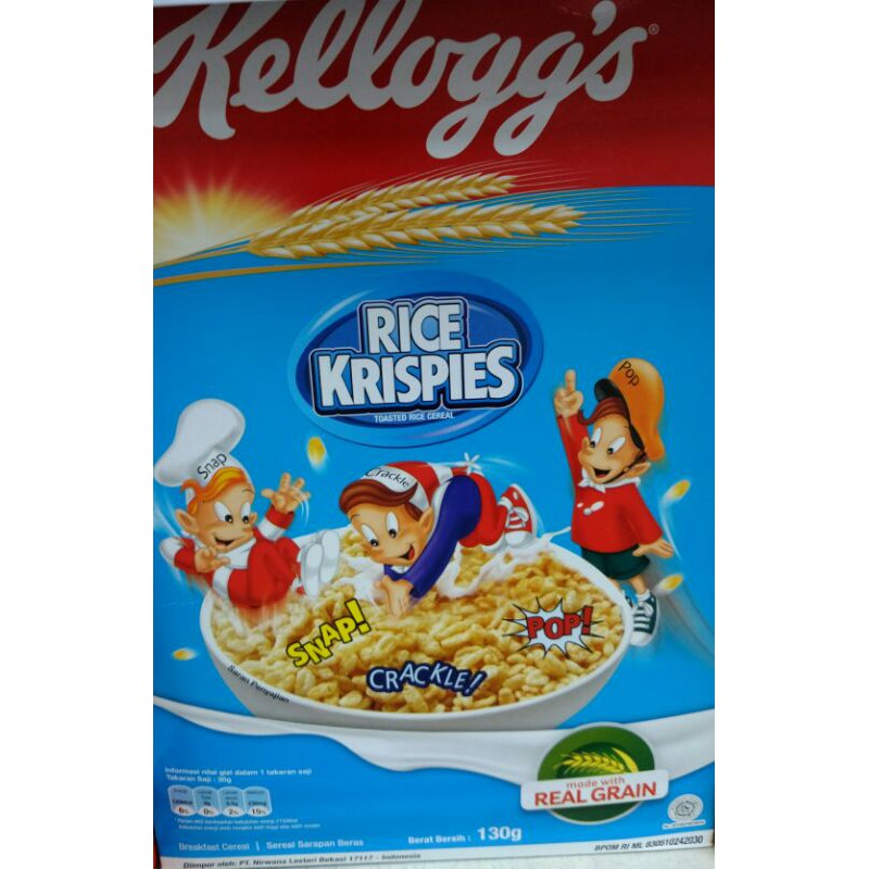 

KELLOGG'S RICE KRISPIES 130 GRAM / KELLOGG'S / RICE KRISPIES / SEREAL BERAS / SEREAL SARAPAN