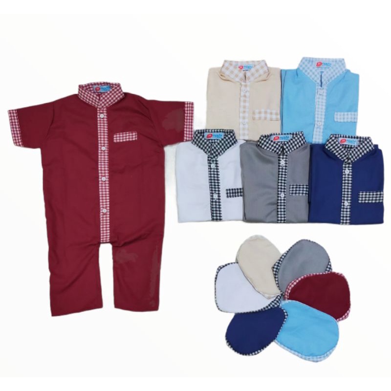 Jumper Koko Baby New Born Aqiqah Baju Muslim Bayi Lebaran 0-12 bulan Free Peci