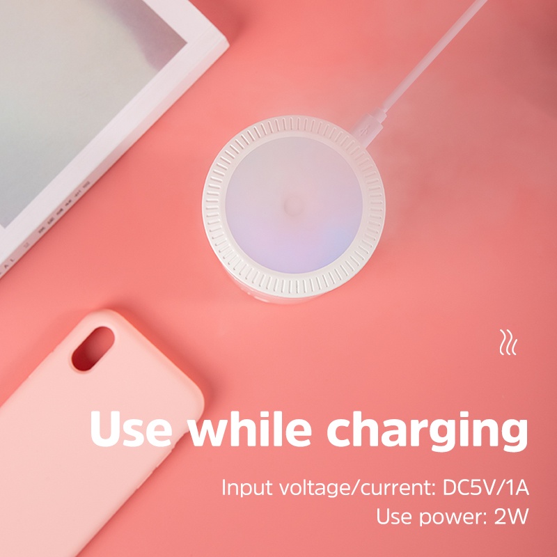 BASIKE Colorful Cool Mini Mist Humidifier USB Personal Desktop Humidifier for Car Office Room Bedroom,etc Auto Shut-Off Super Quiet Night Light Function-2