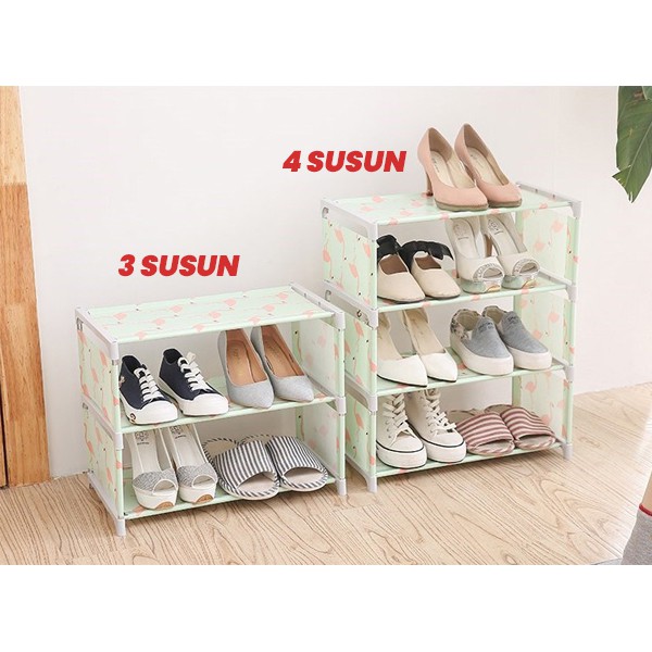 Adda Home - Rak Sepatu Buku 3 atau 4 Susun Serbaguna Portable Shoes Rack Mudah Dipasang