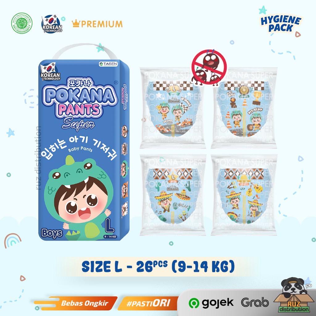 Pokana Pants Size L 26 Super Boys Baby Diapers - Popok Bayi Premium