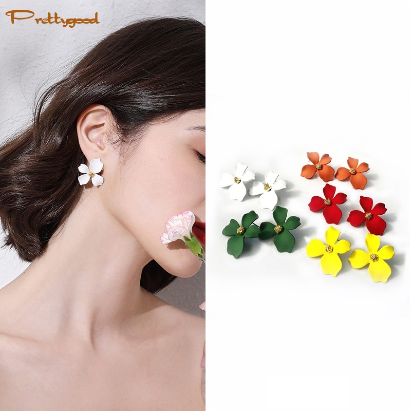 Anting Bunga Permen Warna Manis / Statement Earrings Candy Color Flower Sweet Ear Studs -PD