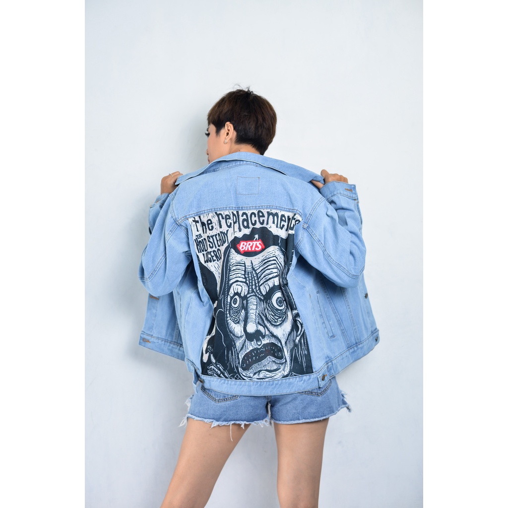 Zilong Brutalist zb066 - Jaket Denim Wanita Printing Sablon Korea Premium Quality Bioblitz Jacket Je