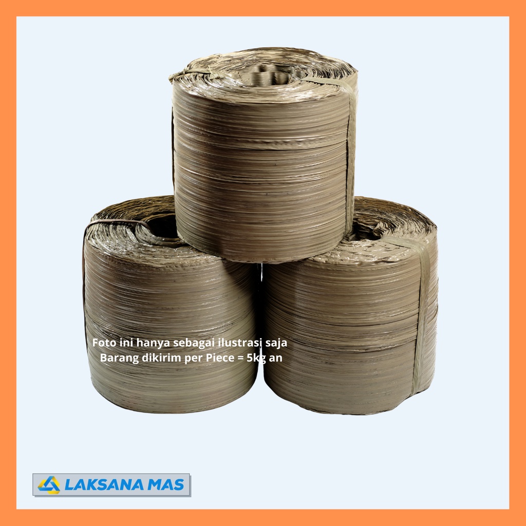 

YEN Tali Plastik Laksanamas Abu/Natural Asli 5KG Tali Rafia Panjang 2421 Meter, Lebar 40mm,Heavy