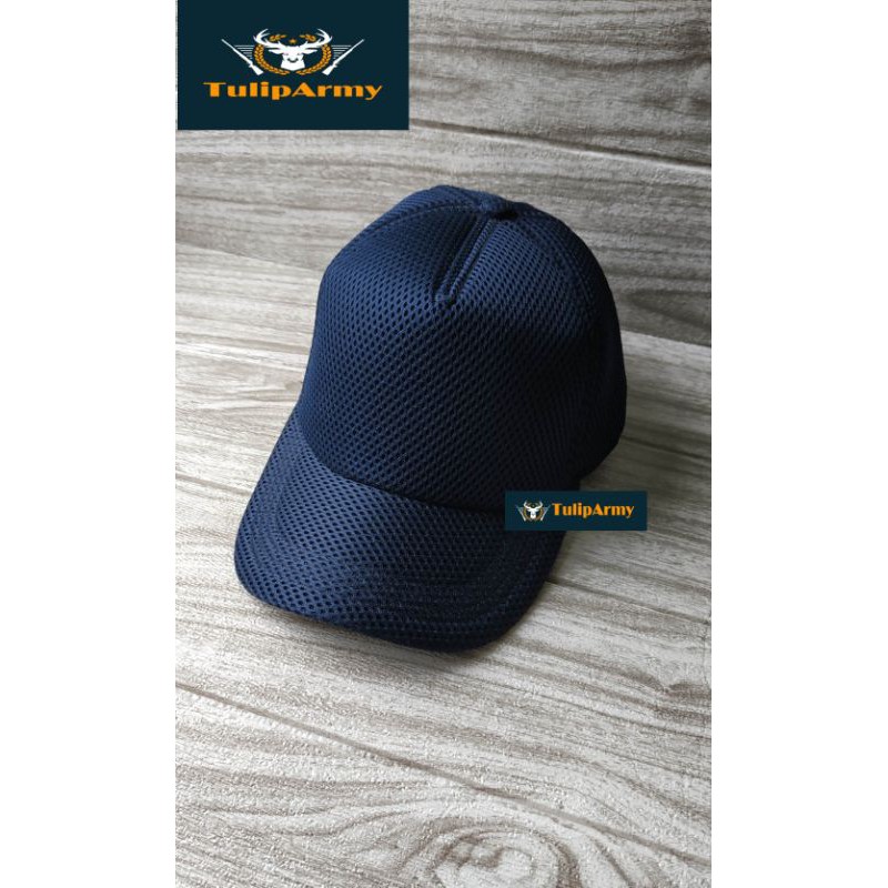 Topi jaring biru navy polos