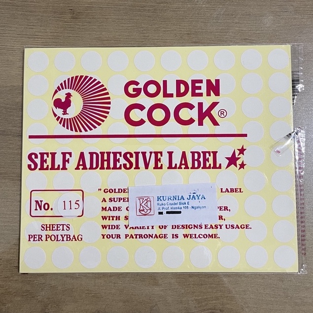 

GOLDEN COCK Label No. 115 - Self Adhesive Label 115 - Sticker Bulat 17mm