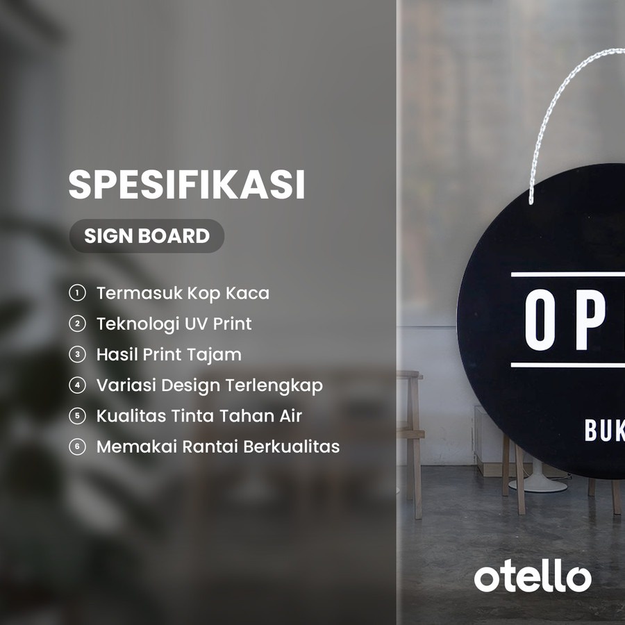 Otello Sign Dilarang Membawa Makanan Signage Board Acrylic Papan Gantung Label Akrilik Rantai Petunjuk Toko Modern Minimalist Kafe Restoran Kantor Gedung Cafe