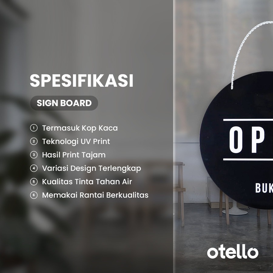 Otello Sign Order Here Latin Signage Board Acrylic Gantung Akrilik Rantai Petunjuk Toko Modern Minimalist Kafe Restoran Kantor Gedung Cafe