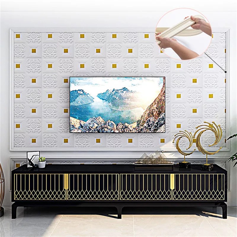 Murah Hemat Paket 10 Lembar Wallpaper Dinding 3D Foam Stiker Dinding Plafon Waterproof Kedap Suara-1