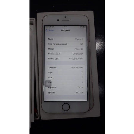 Iphone 6s 64gb warna rose gold ex inter  seken kondisi  mulus perfect lengkap fullset