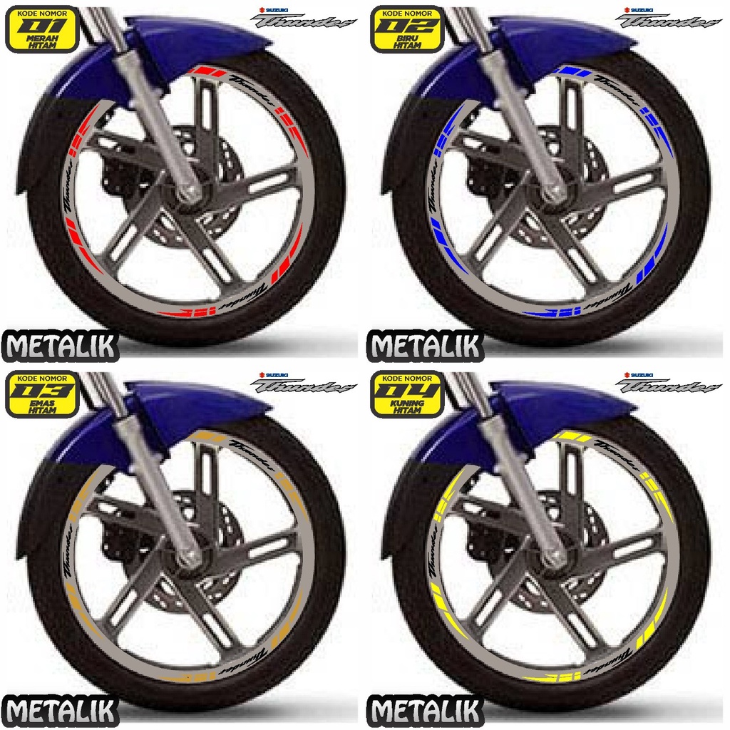 Sticker Cutting Lis Velg All Semua Motor Suzuki Thunder 125 Variasi ARS03 Metalik Semua Ready Bisa C
