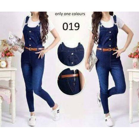 BARANG MURAH CELANA KODOK OVERALL JEANS SUDAH TERMASUK INNER PUTIH DAN TALI GESPER KEKINIAN