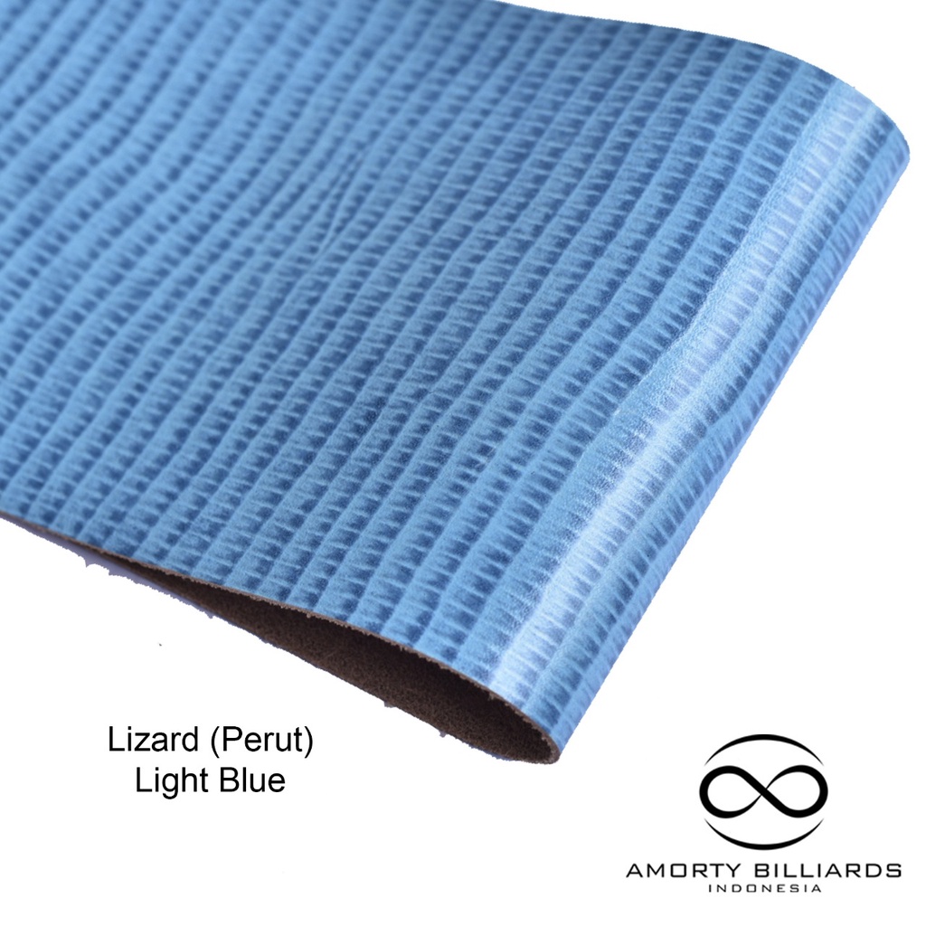 Cowhide Leather Lizard Perut Light Blue