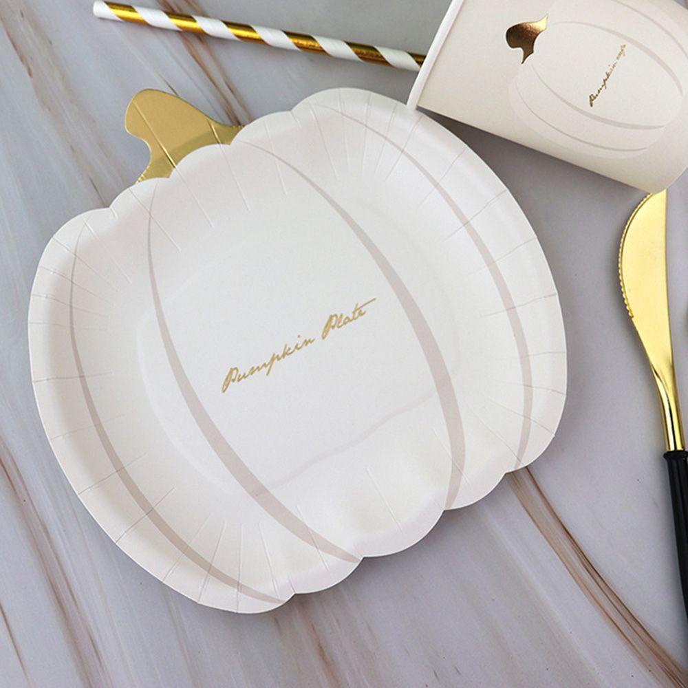 [Elegan] Peralatan Makan Sekali Pakai Labu Bronzing Untuk Dekorasi Ulang Tahun Rumah DIY Ornamen Properti Foto Dekorasi Halloween