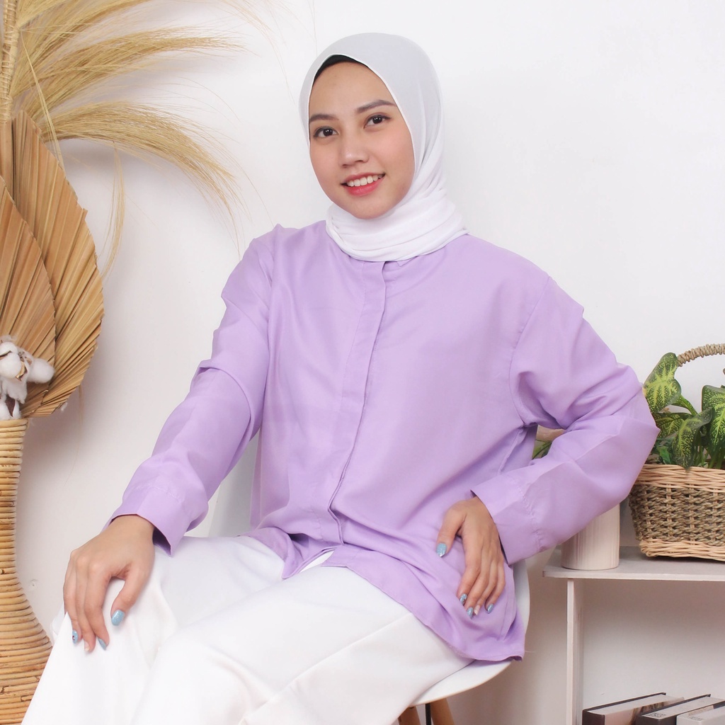 RX Fashion - Flowing Oversize / Kemeja Wanita - BN-UNGU