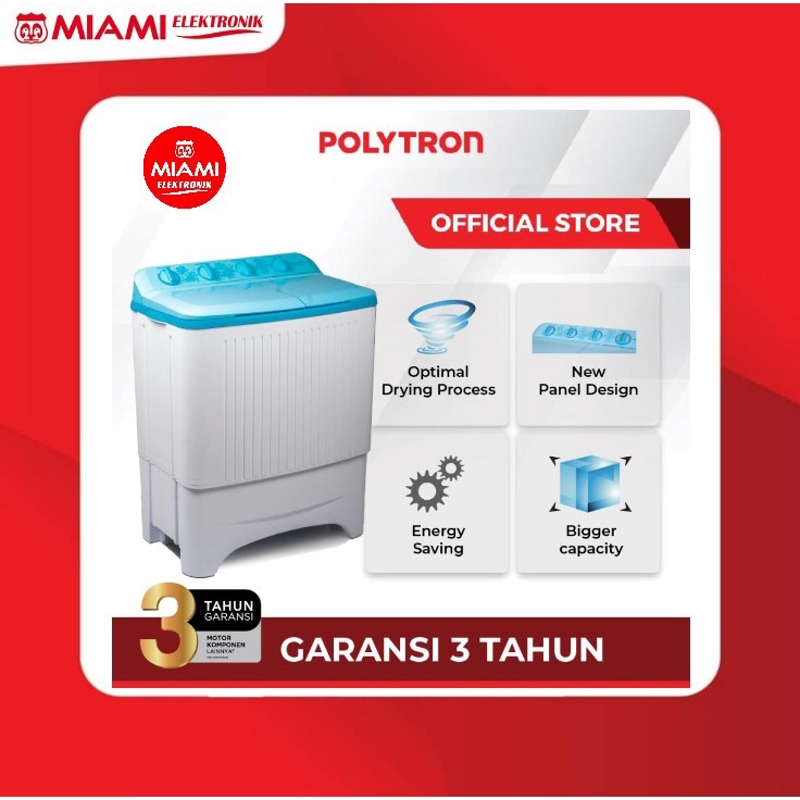 POLYTRON Mesin Cuci 2 Tabung Samba Series 7 KG PWM 7073