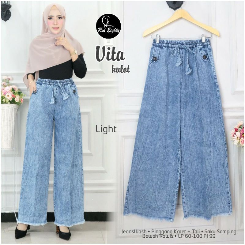 Celana Panjang Kulot Jeans Wanita Basic rawis