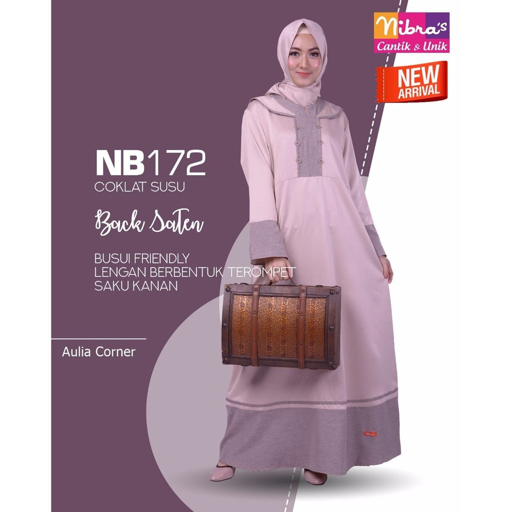 GROSIR Gamis Muslimah Nibras NB 172 Coklat Susu Gamis Terbaru