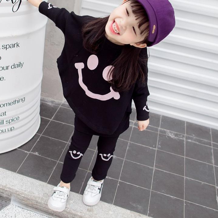 ✼ [Cocobaby Jakarta] Set 2pcs Atasan Lengan Panjang + Celana Panjang Setelan Anak Smile ➭