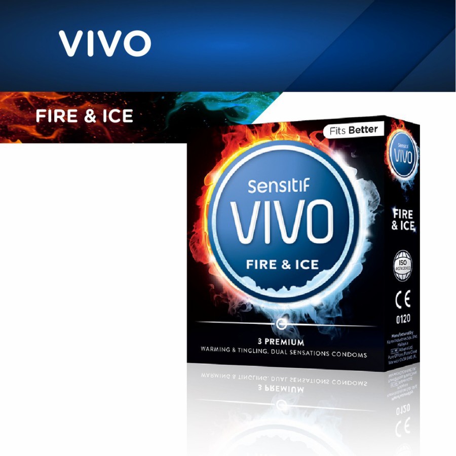 Kondom Vivo Fire &amp; Ice - Sensitif Sensasi hangat dan dingin