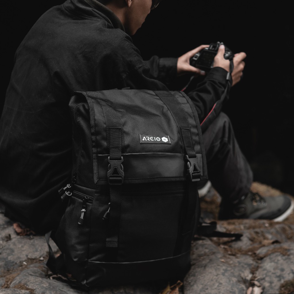 JASON BLACK |FORIND x Arcio| Tas Ransel Gulung Punggung Original Pria Wanita Kuliah Sekolah Backpack