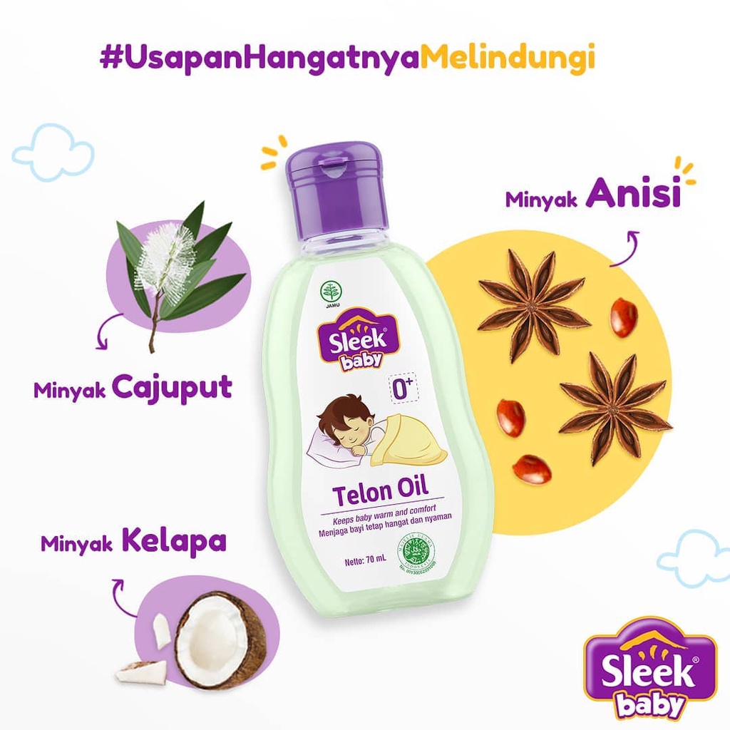 Minyak Telon Sleek Baby Telon oil 30ml / 70ml minyak telon Hangat untuk Bayi 30 70 ml