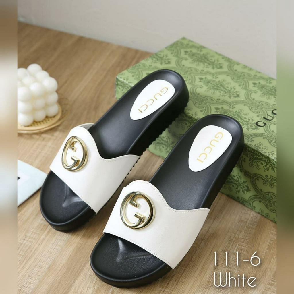 SANDAL WANITA IMPORT SLOP KULIT G0CC1 KODE: 111-6