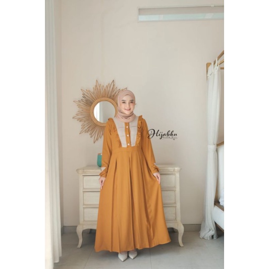 GAMIS DRESS ALESHA  TERBARU //ORI BREND HIJABKU//-Mustard