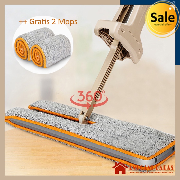 Pel Mop Spin Mop Alat Pel Pengepel Lantai Praktis Kain Pel Microfiber Gagang Stainless