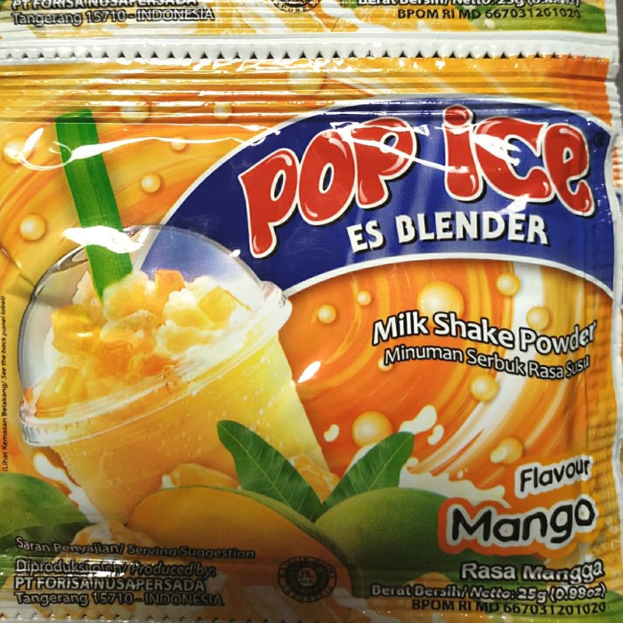 

Lainnya-Minuman-Bubuk- Pop Ice Es Blender (Rasa Buah) 25Gr. Isi 10Sachet/Rcg. (Popice) - Mangga