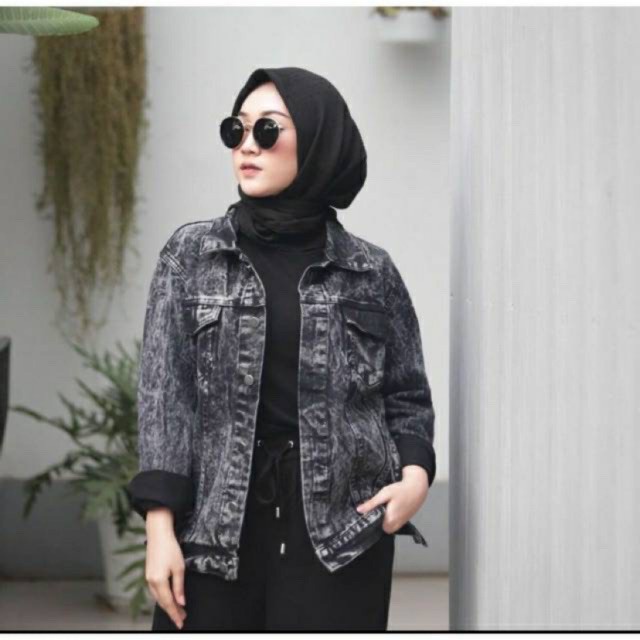 JAKET JEANS WANITA SNOW BLACK