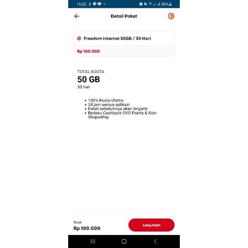PAKET DATA INDOSAT 50GB