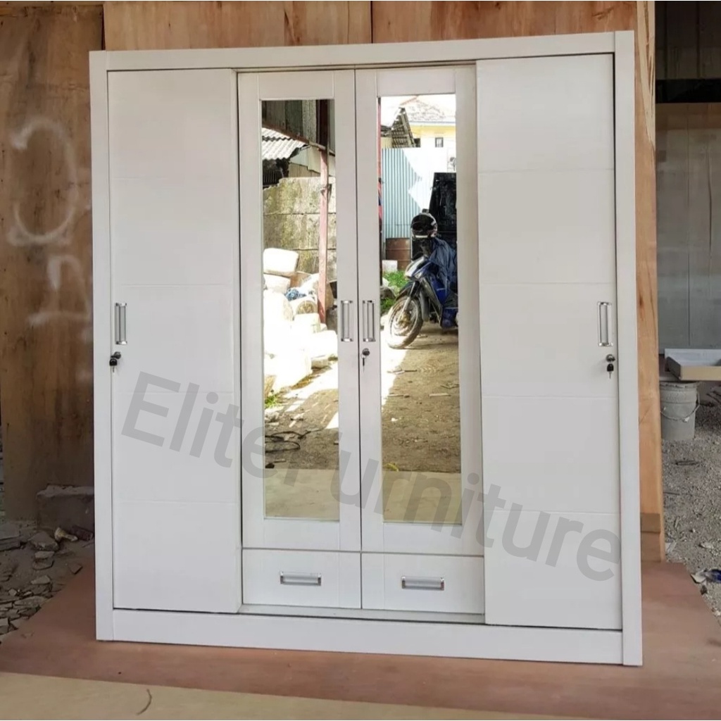 Lemari Baju 4Pintu Sliding , Lemari Pakaian Geser 4Pintu , Lemari 4Pintu Gamis Sliding