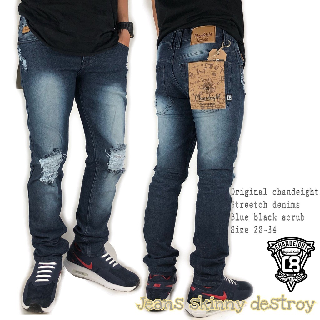 Celana Jeans Sobek Pria / Jeans Ripped 04 - Bio wash Scrub Ripped Destroy