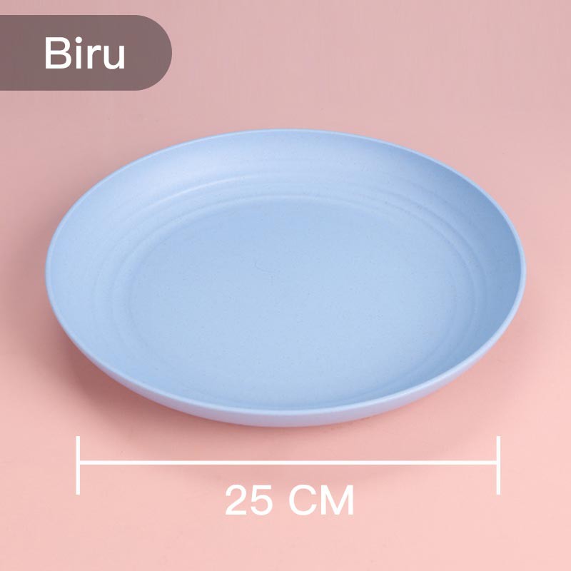 ❤ READY STOCK❤Piring Makan Saji |14.5、 20 、23 dan 25 cm Round Plate Piring Saji | Ramah Lingkungan | Biodegradable-25cm-Biru