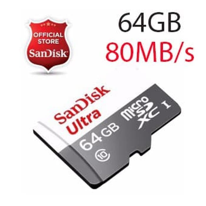 Micro SD SanDisk 64GB 80 MB/s CLASS 10 ULTRA Non adapter