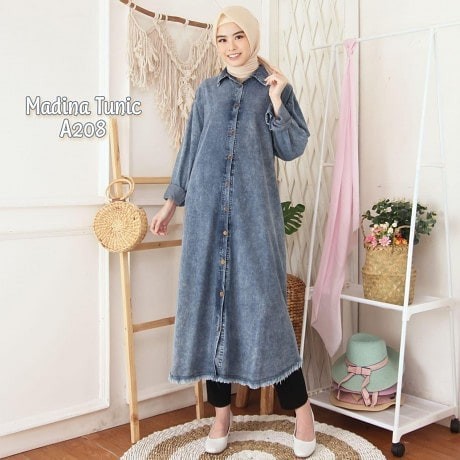 MADINA TUNIC RAWIS  //  TUNIK JUMBO MADINA || BALMAIN JEANS UNFINISHING