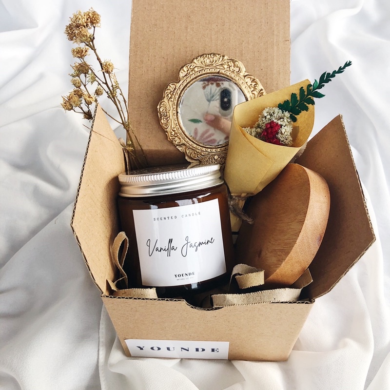 giftbox amber jar scented candle | kado wisuda | kado ulang tahun | kado wedding | hampers