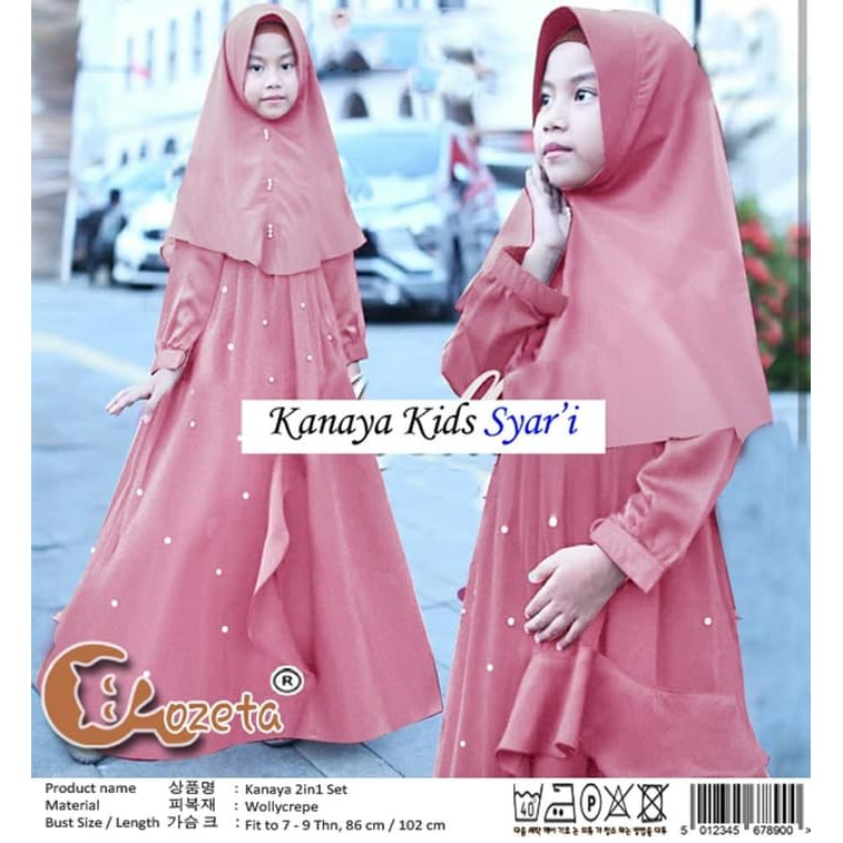 SYAR'I ANAK KANAYA / BAJU MUSLIM ANAK PEREMPUAN 7-9 TAHUN / BAJU NGAJI